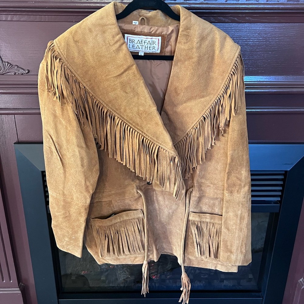 Braefair Fringe Leather Suede Jacket - Tan